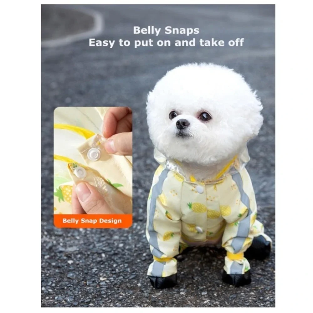 Dog Hooded Full Body Raincoat With Boots‎ Pineapple 11-14 lbs NWT